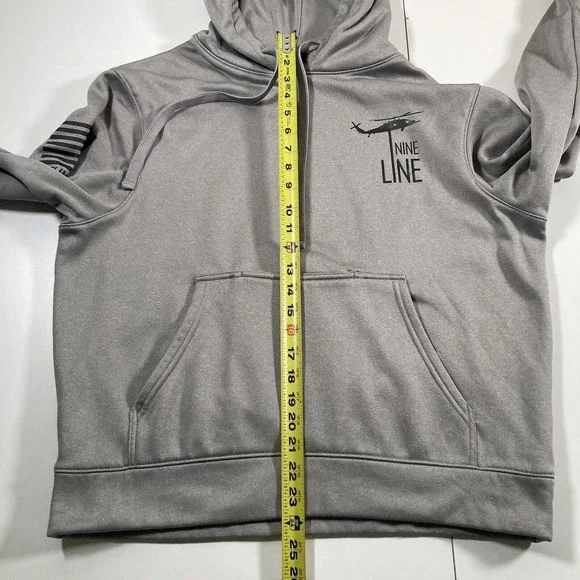 Nine Line Apparel Hoodie Medium Gray Sweatshirt Fleece Military Flag USA‎ - Picture 7 of 9